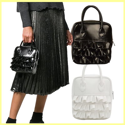 【極美品・即日発送】コムデギャルソンガール フリルハンドバック 黒 ⭐︎早い者勝ち 2カラー コムデギャルソン ガール フリルバッグ (COMME des GARCONS