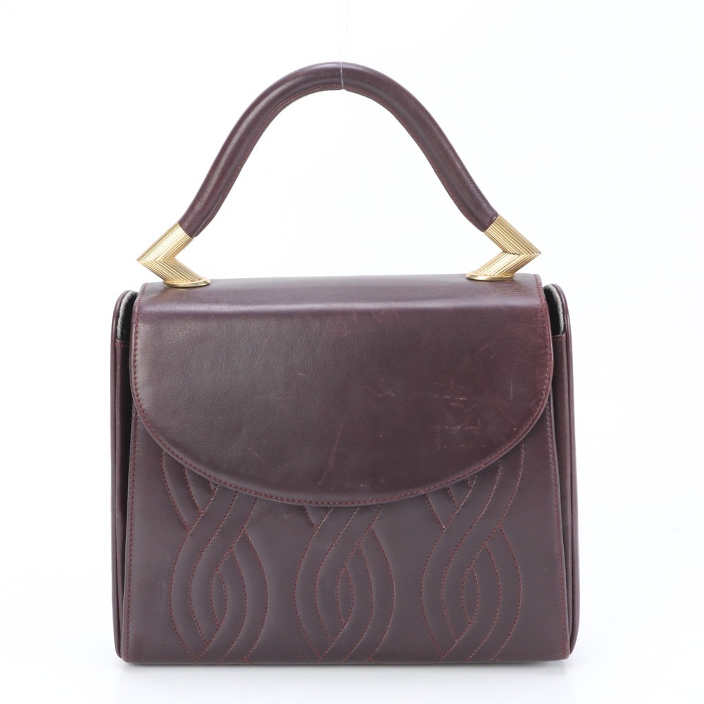 ヴィンテージ トップハンドル ゴールド 金具 レザー ハンドバッグ トート ショルダー レディース ESE BI5-8 中古