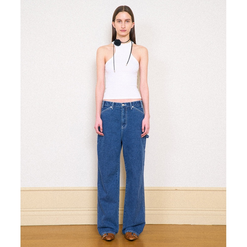 PARTIMENTO 女性用ローライズワークジーンズ_ミッドブルー