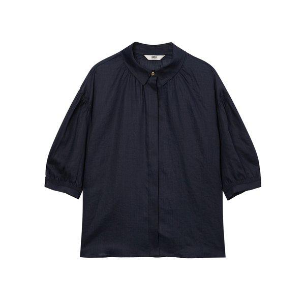 [24FW] [追加特別価格][リネン]ネイビーソリッドチューリップフィットブラウスDLBL4C711N2