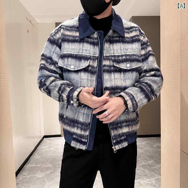 アウター メンズ カジュアル おしゃれ ウール ジャケット 秋冬 トップス 冬 カジュアル ウール ジャケット