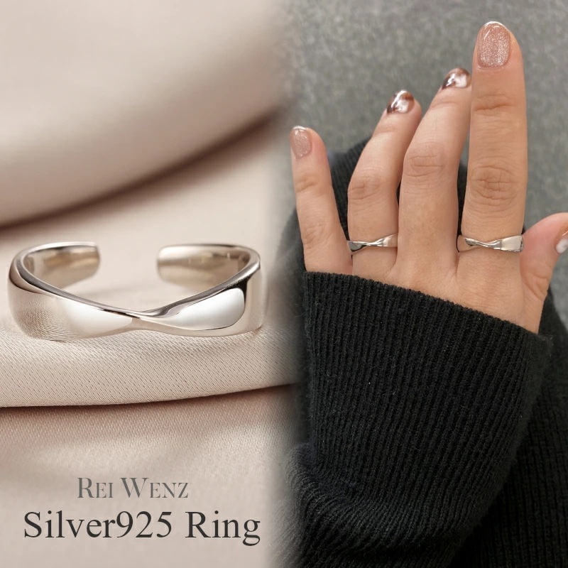 【高品質Silver925】【フリーサイズ】リング 指輪 レディース Silver925 太 幅広 デザインリング おしゃれ 幅太 プレゼント