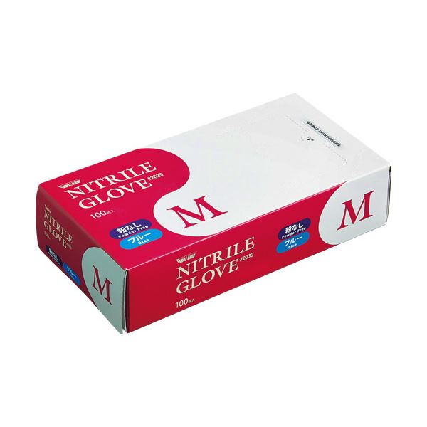 （まとめ） 川西工業 ニトリル使いきり極薄手袋 粉なし ブルー M #2039 1箱（100枚） (×5セット)