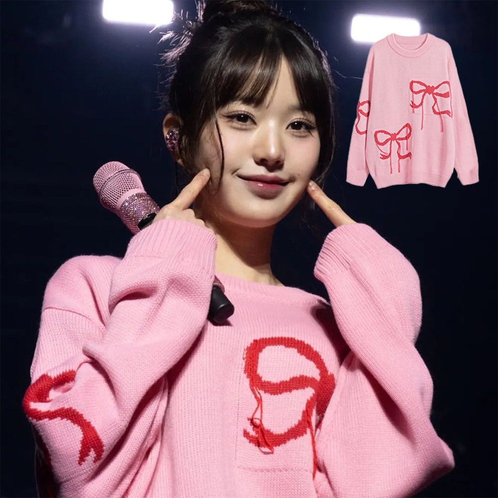 [IVEのJANG WONYOUNG 着用!] VINTAGE HEART RIBBON KNIT