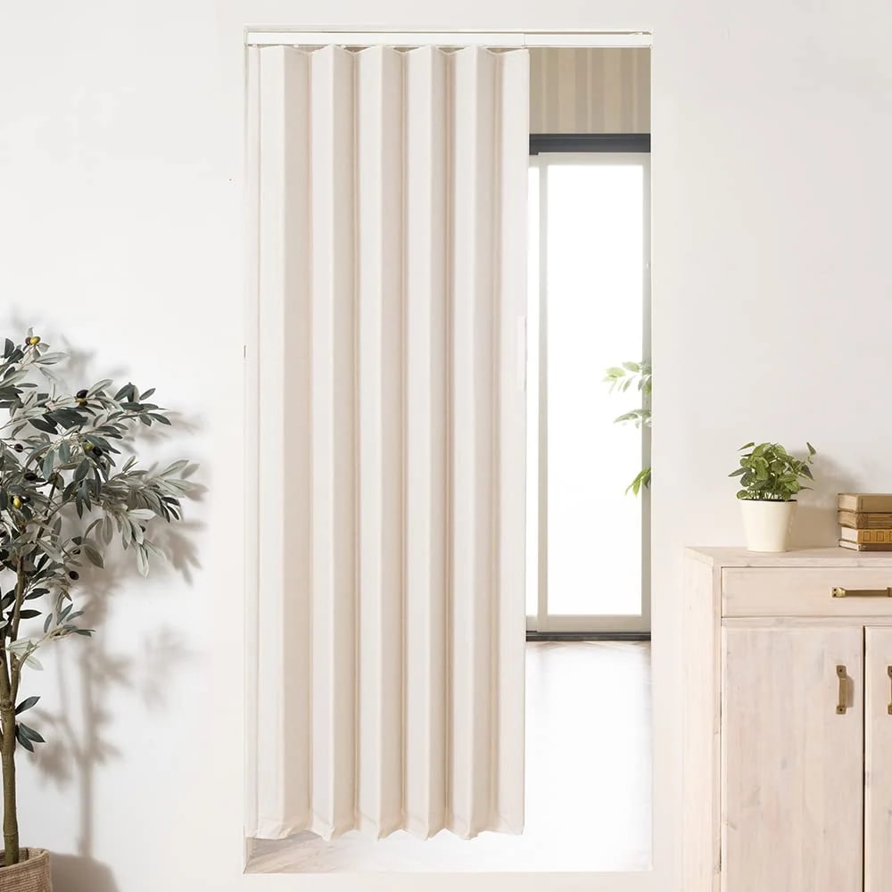 ナチュドア アコーディオンドア つっぱり パーテーション グレー JQ2 MCS 間仕切り 突っ張りタイプ リネン風