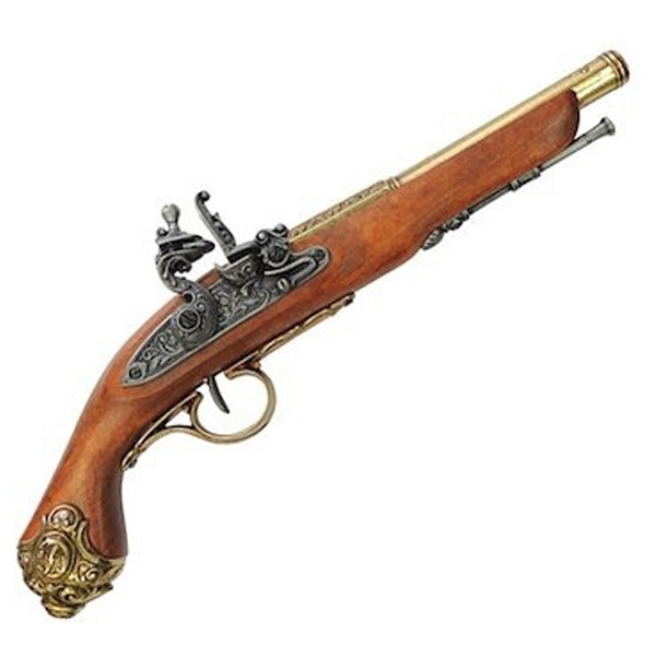 DENIX デニックス 1077/L フリントロック ゴールド 38cm レプリカ 銃 モデルガン コスプレ 小物 模造 ピストル リアル フリントロックピストル 拳銃