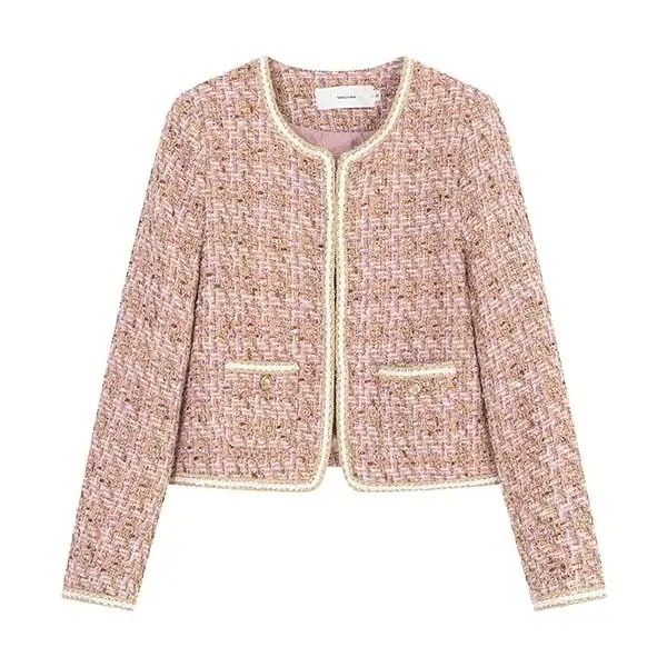 レディースツイードジャケット入学式卒業式入園式卒園式アウター長袖ジャケットノーカラーツイードフォーマルオフィスママスーツ結婚式卒業式スーツお宮参り七五三母親春秋冬203040