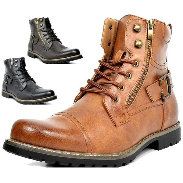 Men Short Boots Vintage Cowboy Boots Fashion Ankle Boots Male Motorcycle Boots Knight Boots