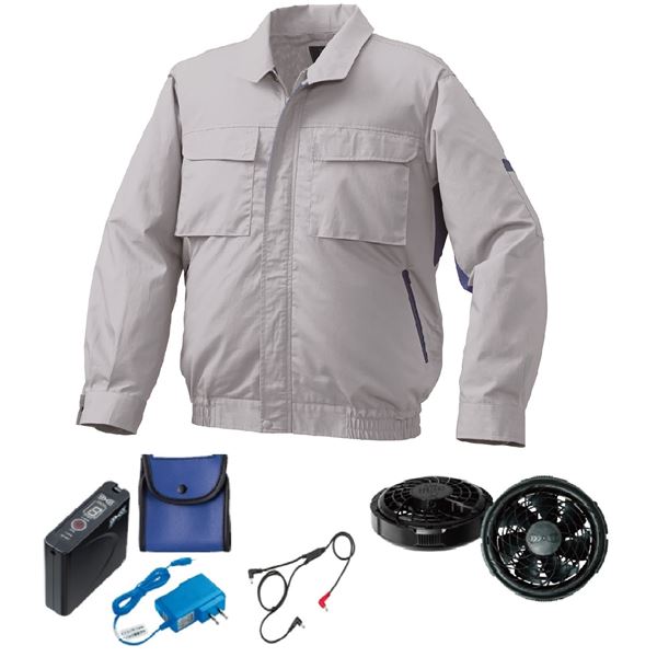 KU91910 空調服 綿ポリ混紡 脇下マチ付2 FAN2300B/LISUPER1 銀x青 M