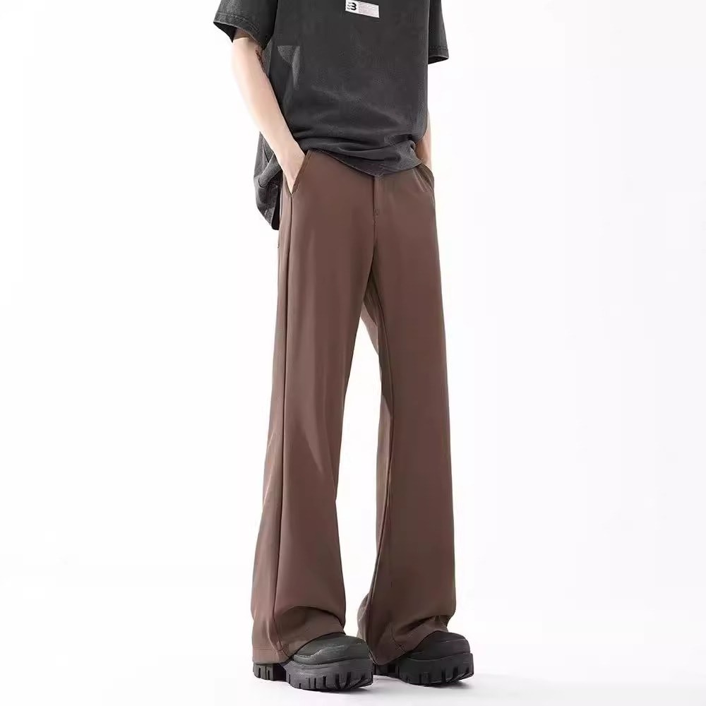 アメリカンスタイルブーツカットスーツパンツメンズトレンドブランドドレープワイドレッグスーツパンツカジュアルストレートロングパンツ