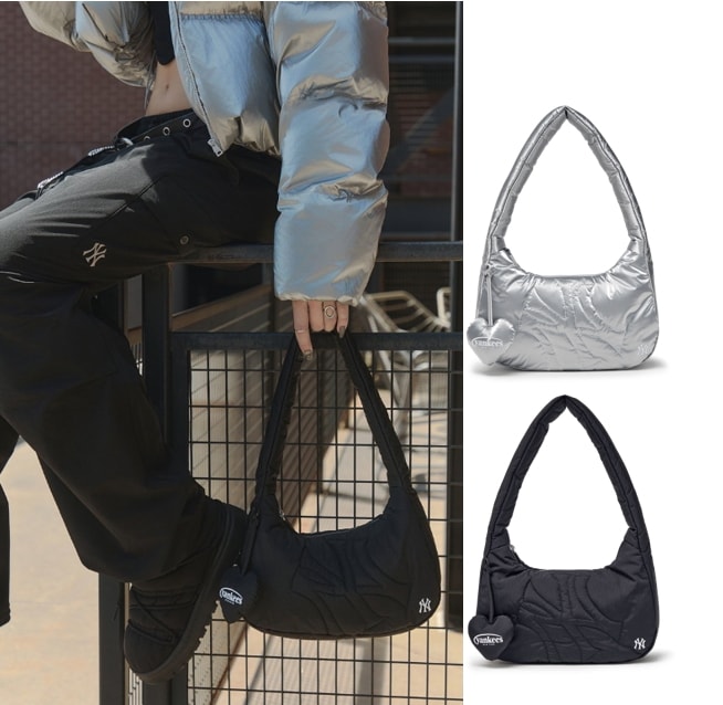 Basic Sportive Stitch Hobo Bag (3ABQS016N-50BKS, 3ABQS016N-50SIS)