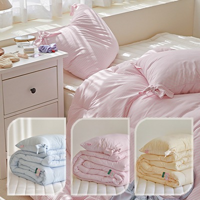 韓国 インテリア リボン 枕カバー 布団カバー セット クイーン キング 3color イブル 16,700円