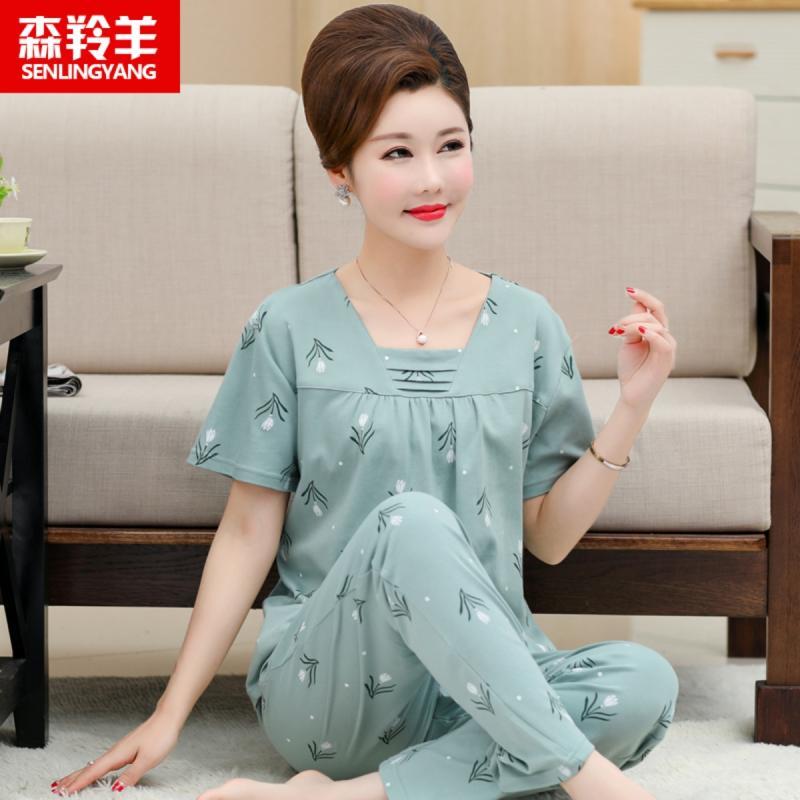 ルームウェア 部屋着 レディース 半袖 婦人 ミセス 高齢者 パジャマ 夏 ズボン ママ 綿 大きいサイズ プルオーバー ホームウェア セット ピンク グリーン ブルー