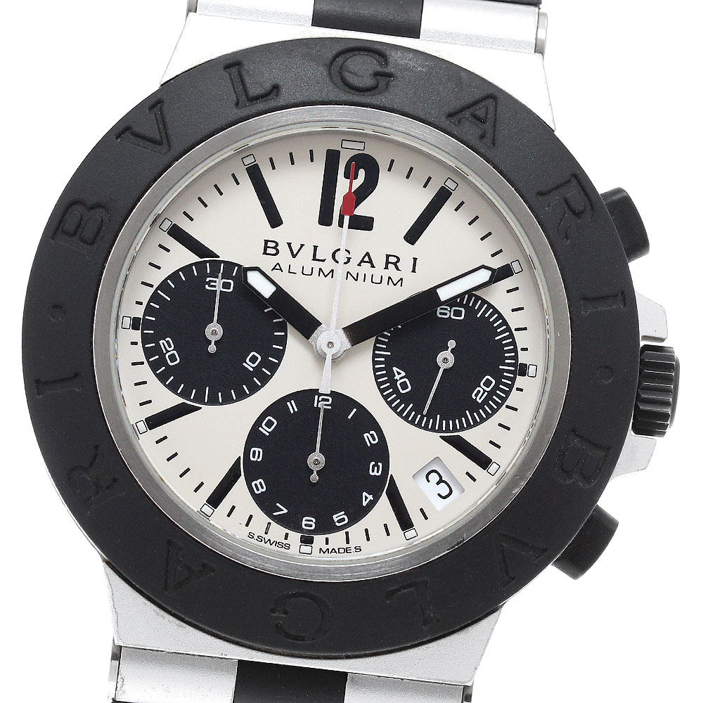 ブルガリ BVLGARI BB40ATCH/103383 アルミニウム デイト クロノグラフ 自動巻き メンズ 良品 内箱・保証書付き_961324【中古】