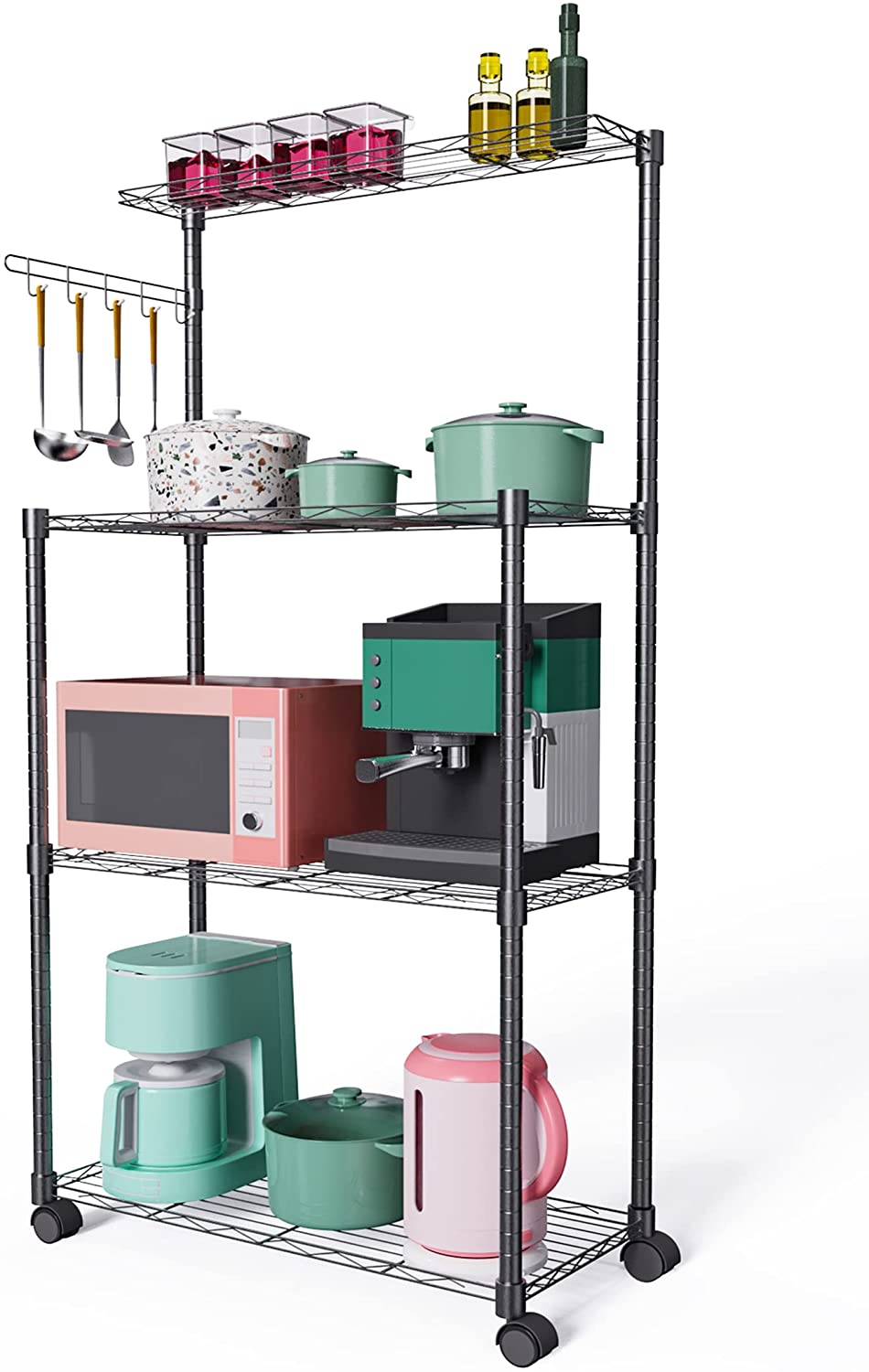 【本日限定価格】 Gcirik 耐荷重100Kg 防サビ加工 スチールラック キャスター付き ラック