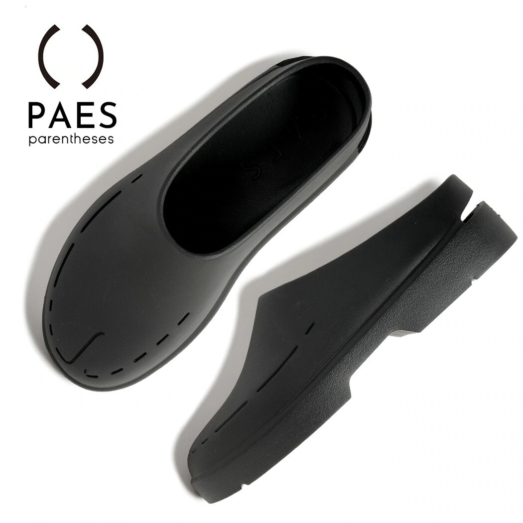 PAES ペイズ クロッグ ミュール サンダル CROG SANDAL BLACK ( ラバー 厚底 韓国 リカバリーサンダル 足袋 タビ メンズ レディース ブラック 黒 )