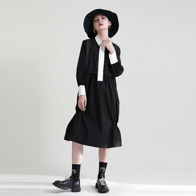 ブランド秋服レディースシャツワンピース韓国ファッション可愛い長袖ワンピース着痩せ効果2023人気新作人気新作