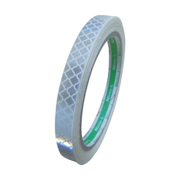 （まとめ）日東エルマテリアル 高輝度プリズム反射テープ 10mmx5m ホワイト 1巻[x5]