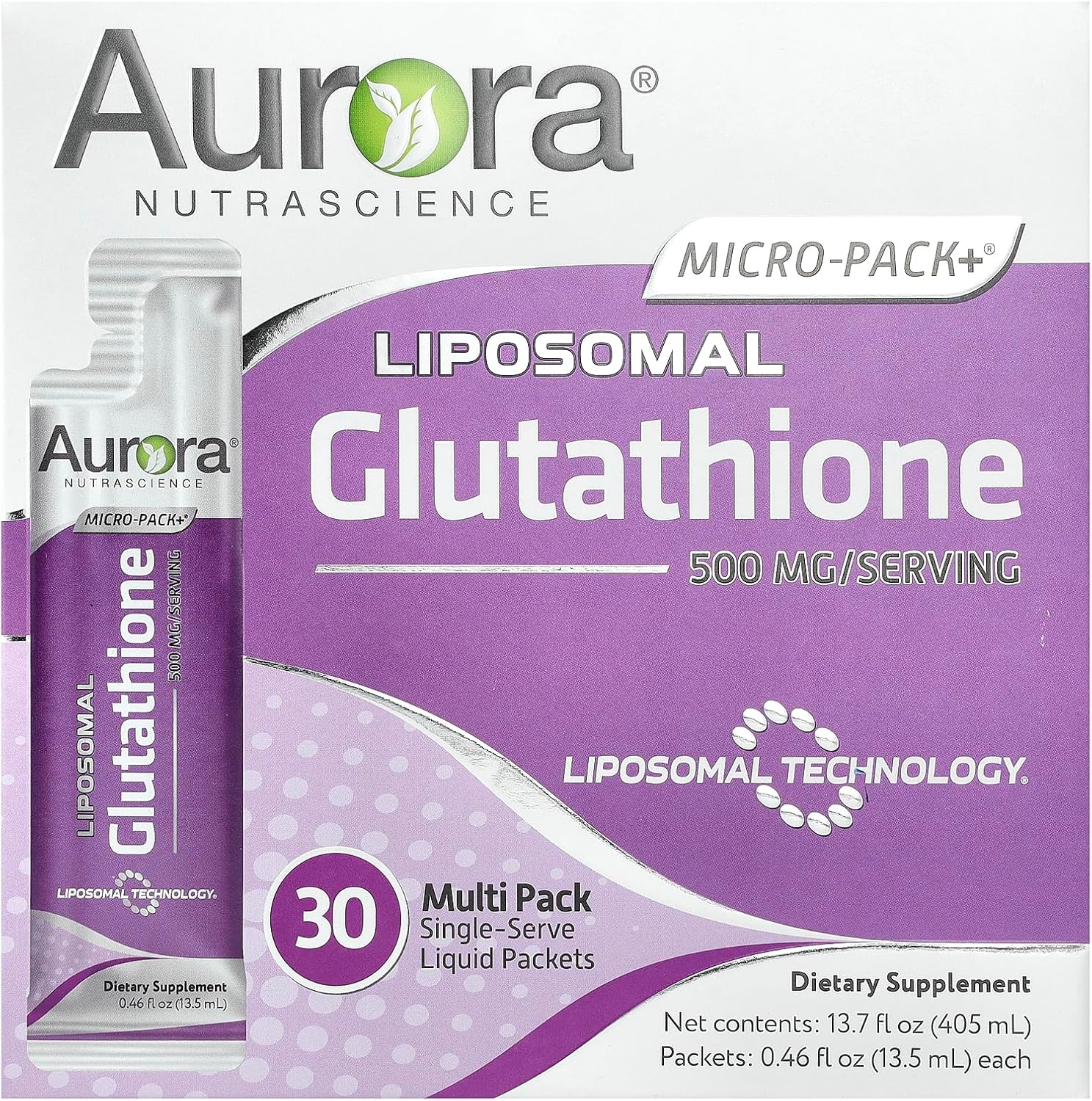 Aurora Nutrascience リポソーム グルタチオン 500mg マイクロパック 30包入り（個包装タイプ）