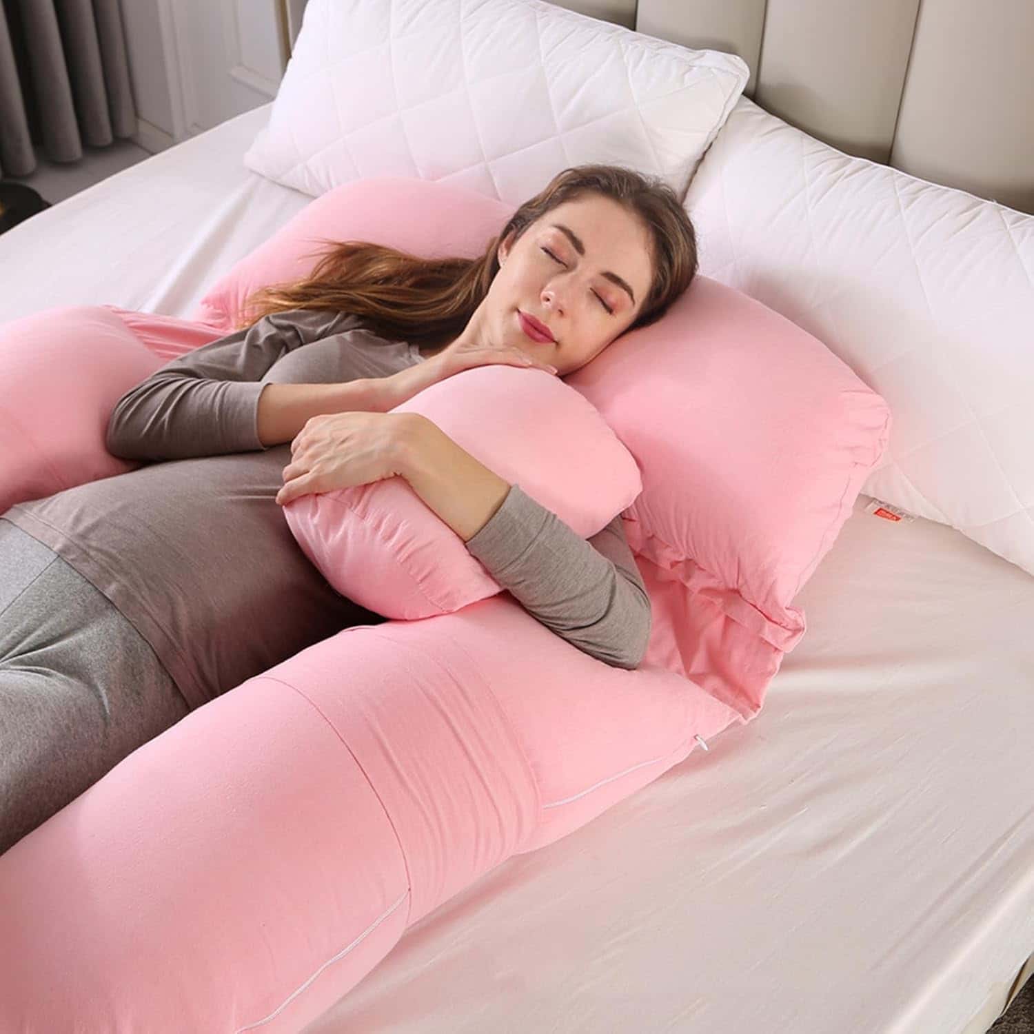 U字型抱き枕 大きいサイズ 妊婦用 通気性 授乳枕 腹部サポート 横向き 高反発 寝返り うつぶせ枕 添い寝枕 安眠 疲労解消 多機能 出産祝い 母の日