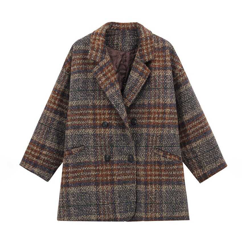 アウター コート おすすめ 人気 流行り トレンド おしゃれ お洒落 激安 安い プチプラ ハーフコート ピーコート ツイード調 Ａライン ミドル丈 チュニック丈 チェック 格子柄 lout