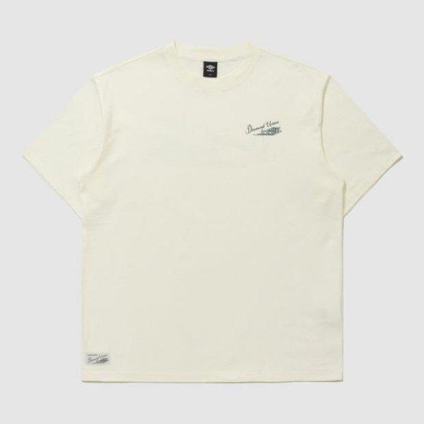 半袖Tシャツ KQF UQ121CRS11-CRM ウェイファインダー ガーメントダイ レタリング 半袖Tシャツ CREAM