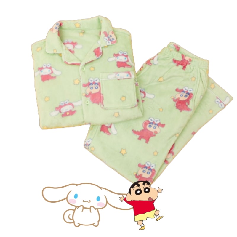 [韓国限定] /正規認証/ シナモロールXクレヨンシンちゃん コラボ 長袖 パジャマ サンリオ