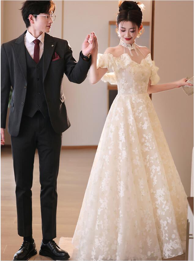パーティードレス ホルターネック オフショルダー 花嫁ドレス 結婚式 ワンピース ドレス ロング丈 フォーマル カクテルドレス 演奏会 ステージ 舞台 ドレス 大人 ピアノ 発表会 二次会 宴会 演奏