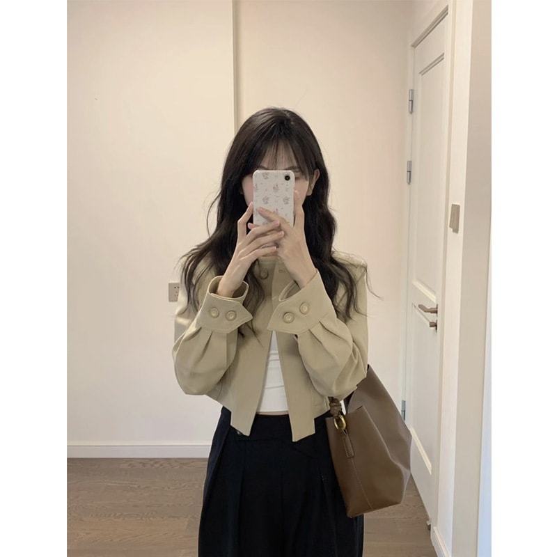 ハイエンドのカスタマイズ-小柄な方向けのショートカーディガンとジャケットを備えた春と秋の新作スーツと女性用トップスのフルセット