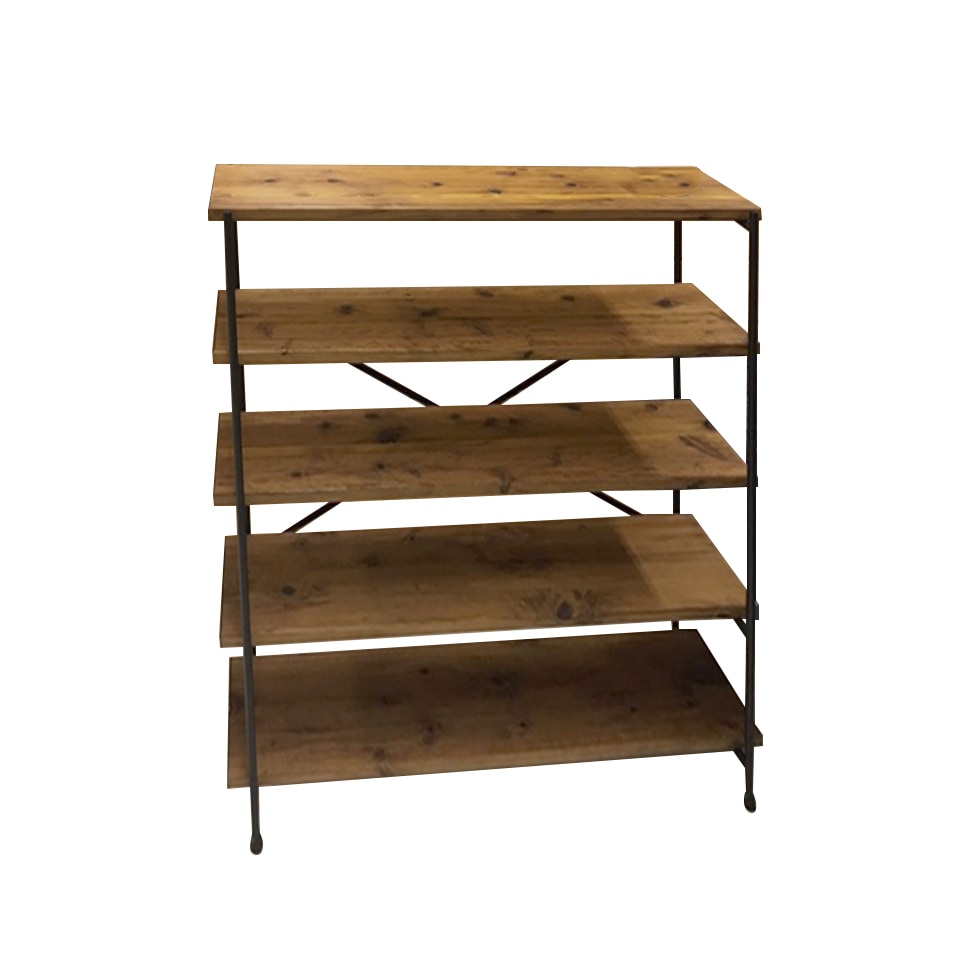 アイアンシェルフ 5段棚 アイアン & ウッド 棚 アイアンラック 日本製 オープンウッドラック 薄い棚 木製シェルフ ブルックリンスタイル インテリア 木製 シンプル おしゃれ