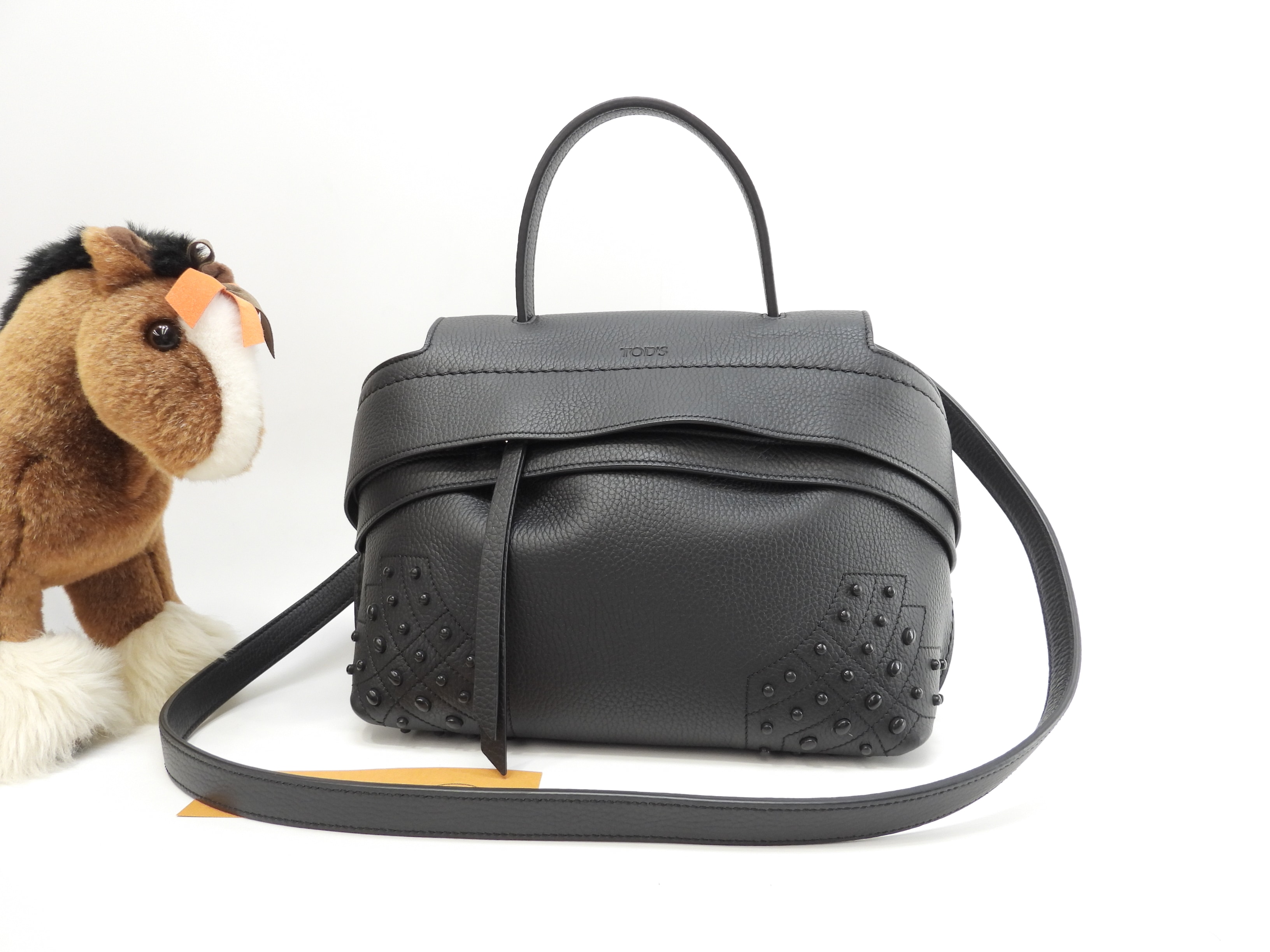 s付ハンドバッグ ゴンミーニスモール レザー黒 ポシェット 未使用品@ 2