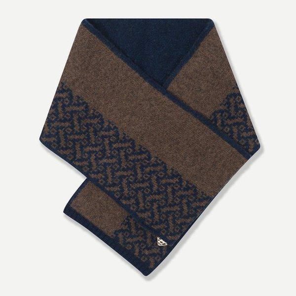 ブラウン配色ジャカードパターンマフラー ブラウン YJEWF1314BR
