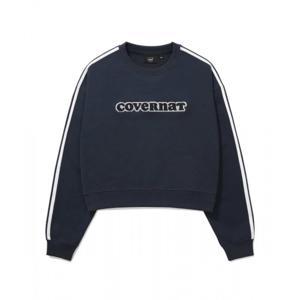 COVERNAT 女性用クーパーロゴ裏地付きスウェットシャツネイビー