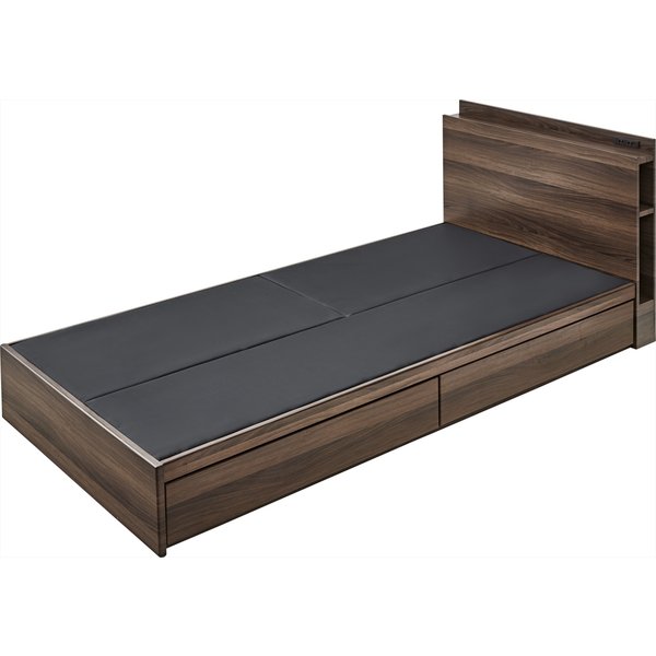 収納棚と引き出し付きのシングルベッド 北欧 ナチュラル ベッド 寝室 ベッドルーム