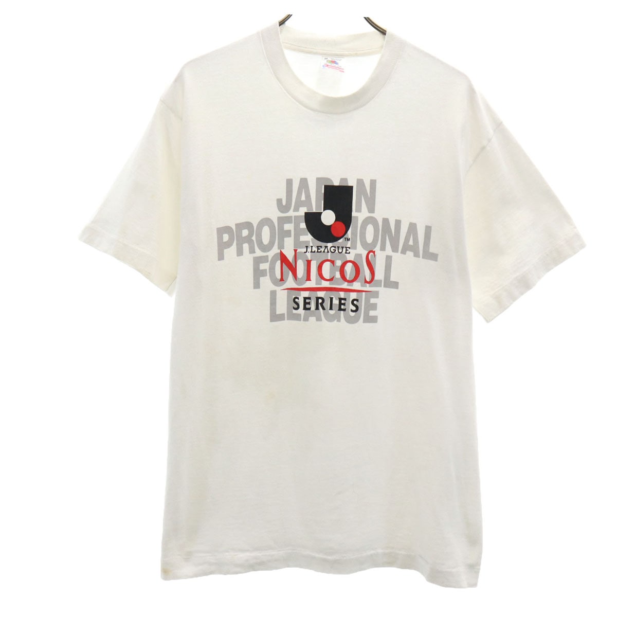 90s USA製 オールド Jリーグ 半袖 Tシャツ Ｍ ホワイト シングルステッチ メンズ 古着