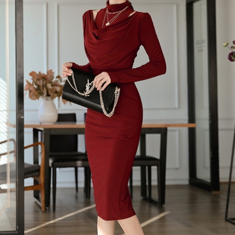 ワンピース レディース タイトドレス 重ね着風 切り替え レイヤード風ワンピース とろみ 5,151円