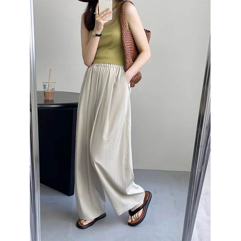 ボトムス レディース ワイドパンツ イージーパンツ ルーズシルエット タックパンツ ウエストゴム 薄手 涼しい さらさら 長ズボン リラックス 大人可愛い シンプル カジュアル 大人 おしゃれ お洒落