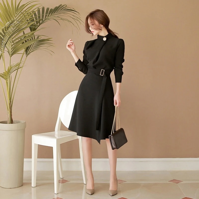 人気沸騰新柄追加 膝丈ワンピース Aライン セレモニースーツ レディース ママ 母親 フォーマル 入学式ワンピース スリム シンプル 黒 入園式 長袖 上品 気質 4,631円