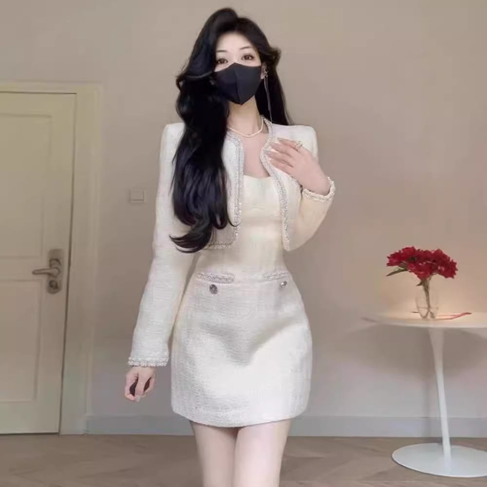 ロイヤルシスター気質女神風スーツ春秋小さなシャネル風コートドレス高級小ドレスツーピーススーツ女性用