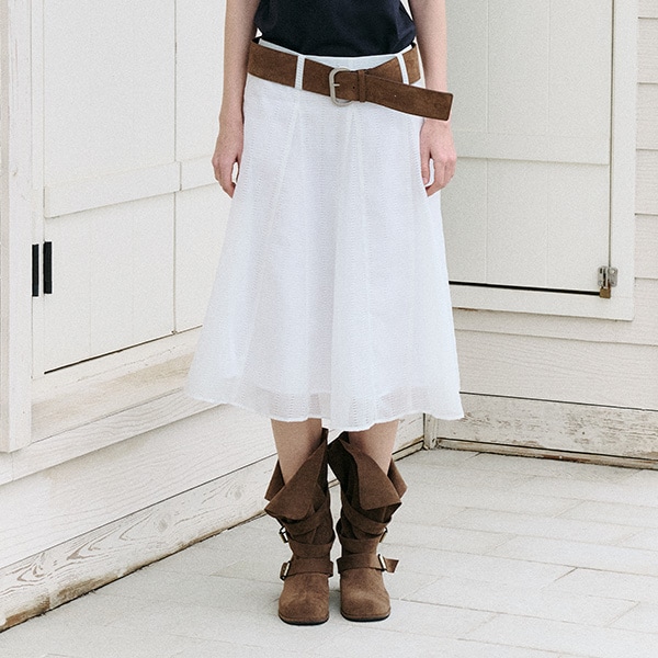 MIDI FLARE SKIRT WHITE