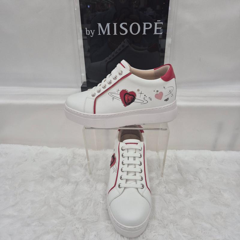 By 女性 ハートディテール 厚底スニーカー 112HT430SI004 WHITE 2 JJ