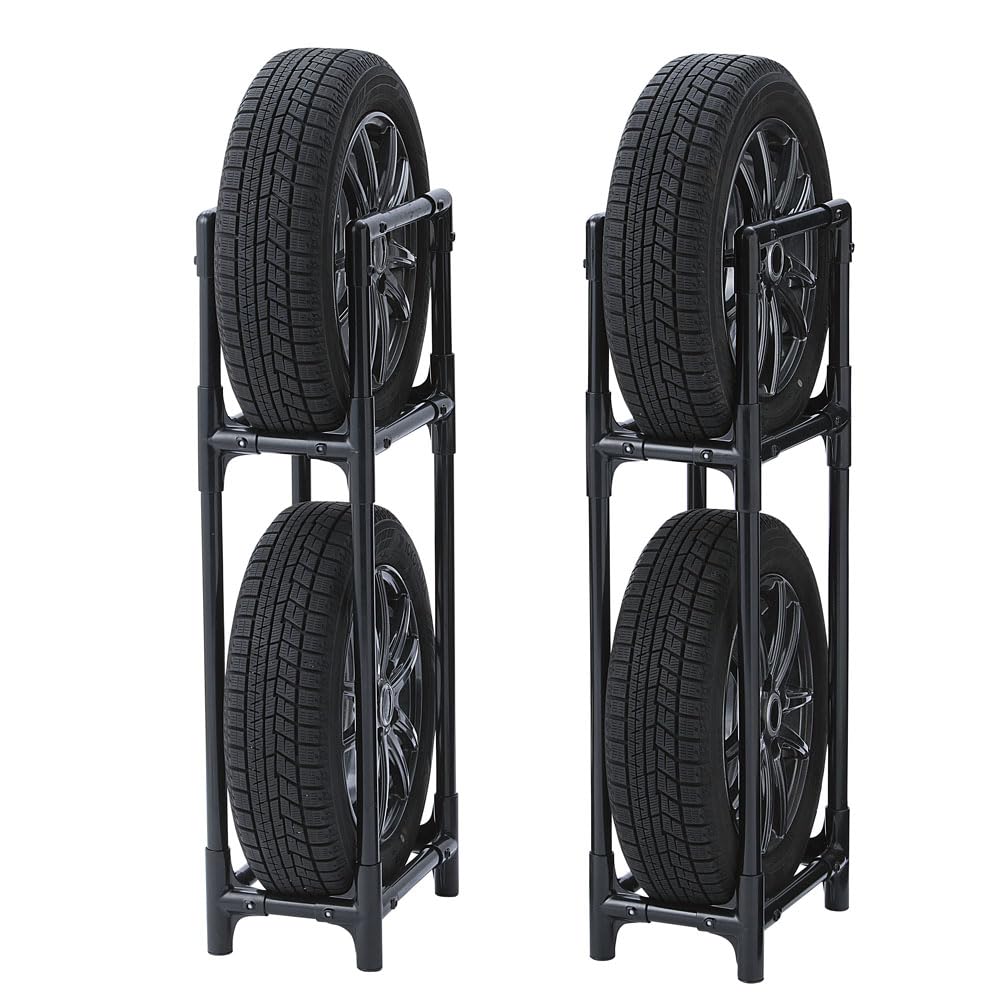 省スペースタイヤラック普通車用 隙間収納 STH-472 ブラック