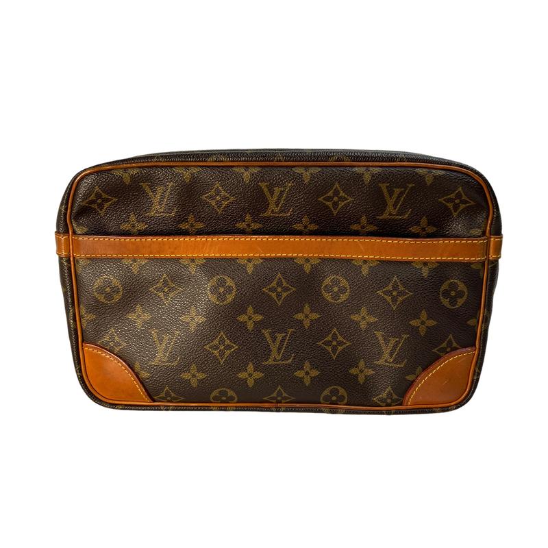 LOUIS VUITTON モノグラム コンピエーニュ 28 セカンドバッグ レザー ハンドバッグ ブラウン A-12142