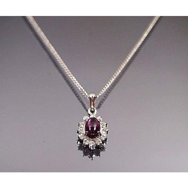 【送料無料】天然ガーネットラウンドパヴェペンダントネックレスシルバー