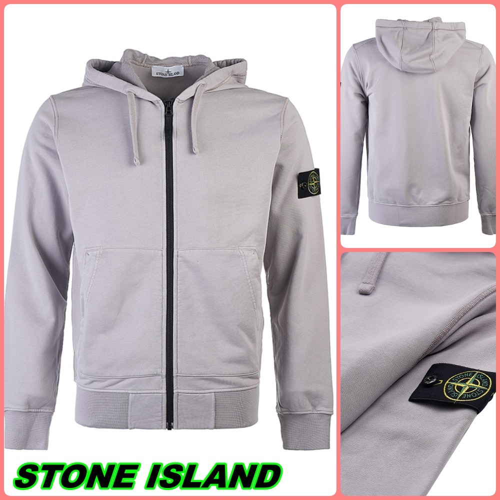 ★STONE ★フリース フードジップアップ STONE ISLAND】コットン フリース フードジップアップ フード付き