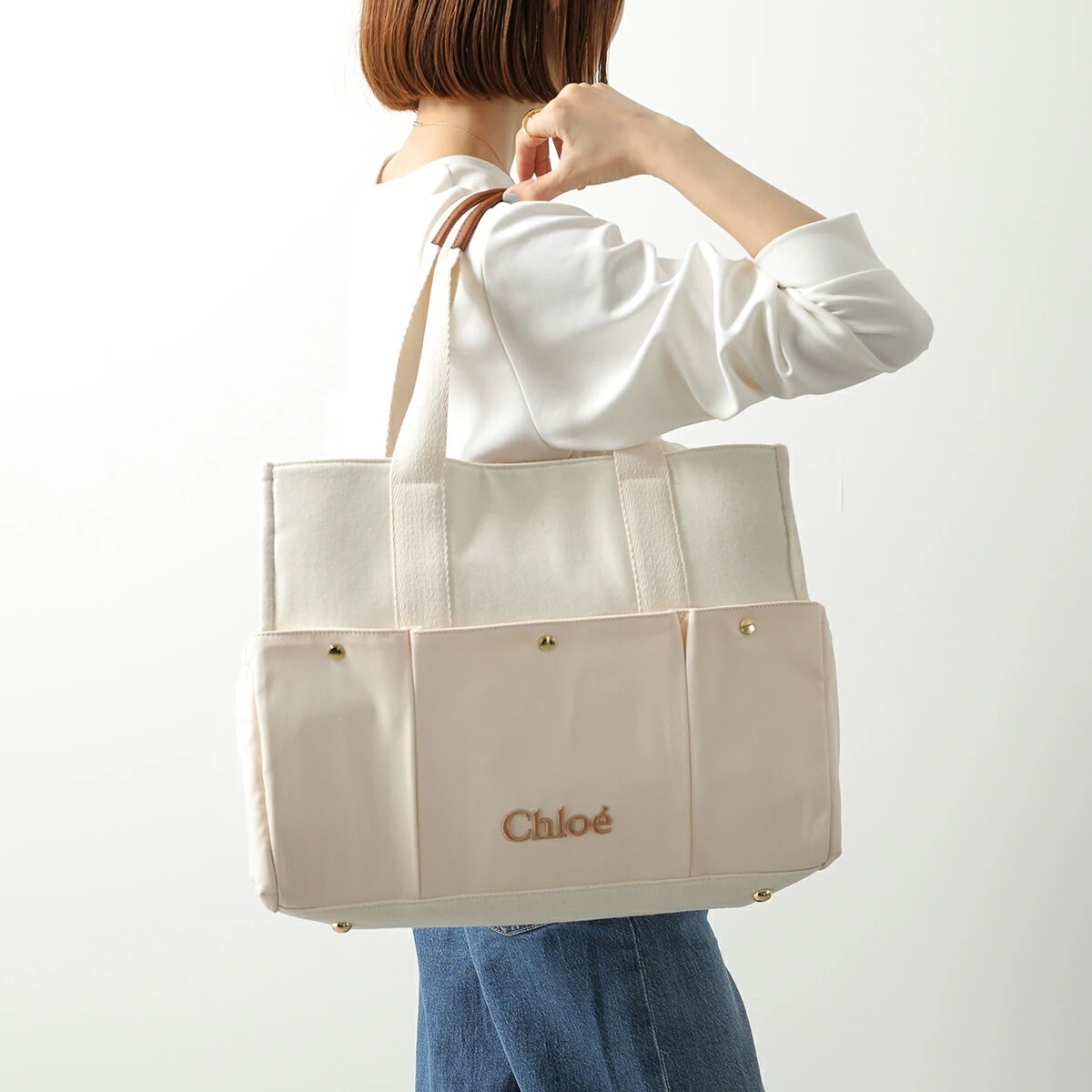 Chloe Kids クロエ キッズ マザーズバッグ CHANGING BAG C20805 レディース ガールズ トートバッグ おむつシート付き ロゴ刺繍 鞄 117/OFF-WHITE