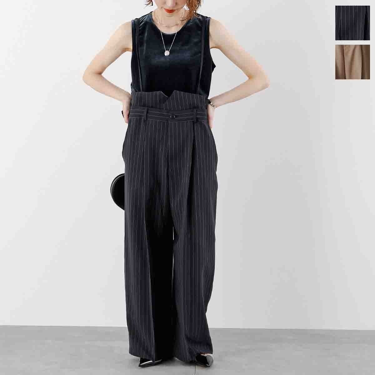 trois トロワ サロペット T251-87046 レディース 2way サスペンダー ハイウエスト ストライプ ワイドパンツ カラー2色 【ts】