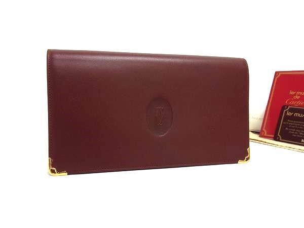カルティエ 長財布 マストライン がま口 長財布 レザー 73184183 フラップ ゴールド金具 ボルドー ロングウォレット サイフ 長サイフ 小銭入れ レディース 多機能【本物保証】