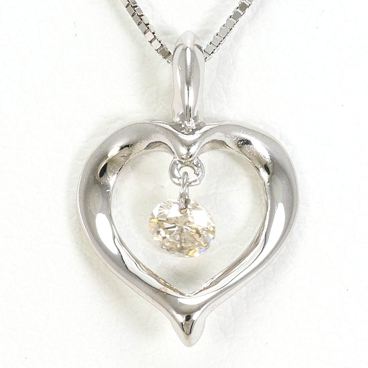 K18 18金 WG ホワイトゴールド ネックレス ダイヤモンド 0.10ct 総重量約1.6g 約40cm 中古