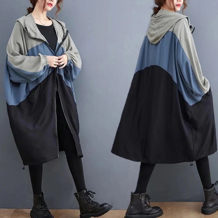 スプリングコート　マウンテンパーカー ライトアウター　コート　フード ビッグシルエット オーバーサイズ ロングコート羽織り ファスナー ジップアップ　春　秋今日は30パーセント